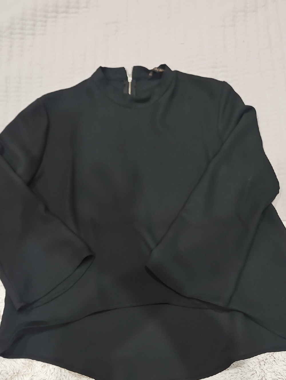 Zara Black Mock Neck Top with Gold Trim Tag